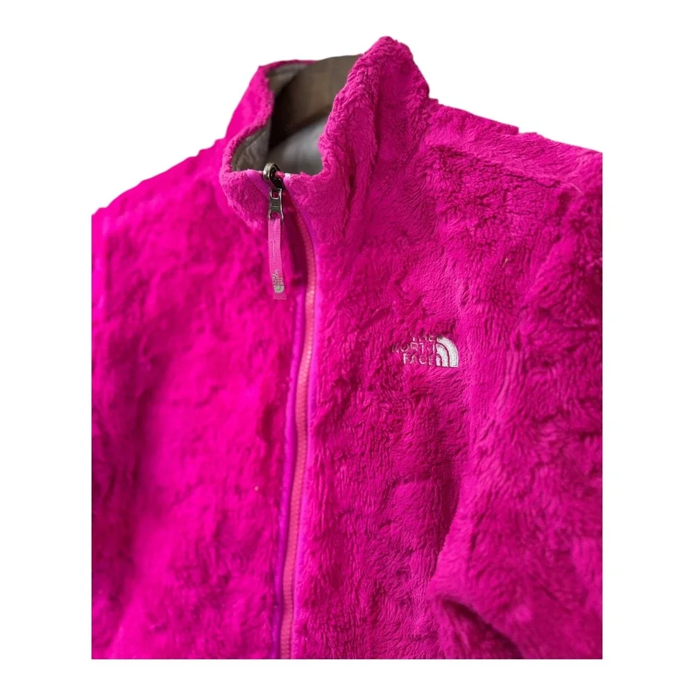 The‎ North Face Girls Reversible Mossbud Swirl Jacket XL Pink Gray Fleece Puffer